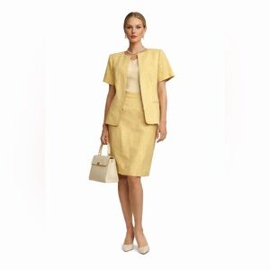 Amanda Smith Petites Vintage 2 Piece Skirt Set - Light Yellow - Women’s Size 10P